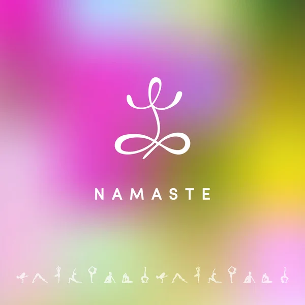 Blured achtergrond met yoga logo — Stockvector