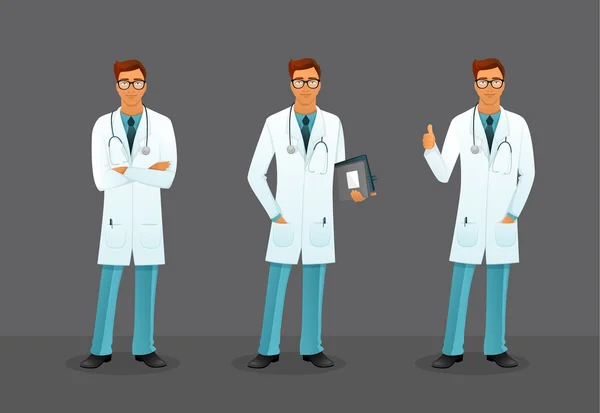 Doctor en varias poses — Vector de stock