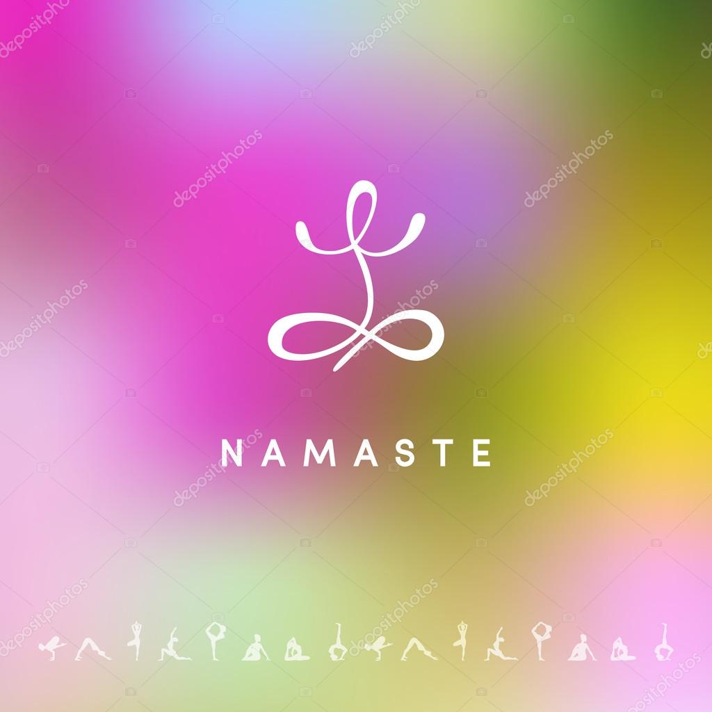 Vector illustration of Blured background with yoga logo