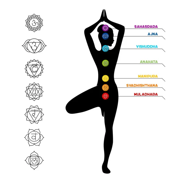 Esquema de chakra de color sobre fondo blanco — Archivo Imágenes Vectoriales