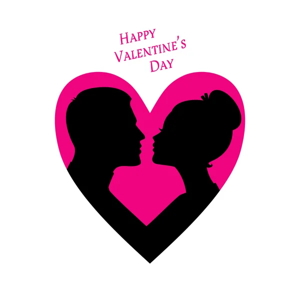 Happy Valentine's day, couple silhouette image — Stock Vector