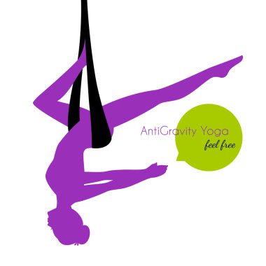 Anti-yerçekimi yoga pozlar kadın siluet