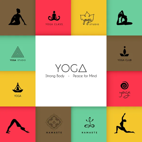 Conjunto de logos para un estudio de yoga — Vector de stock