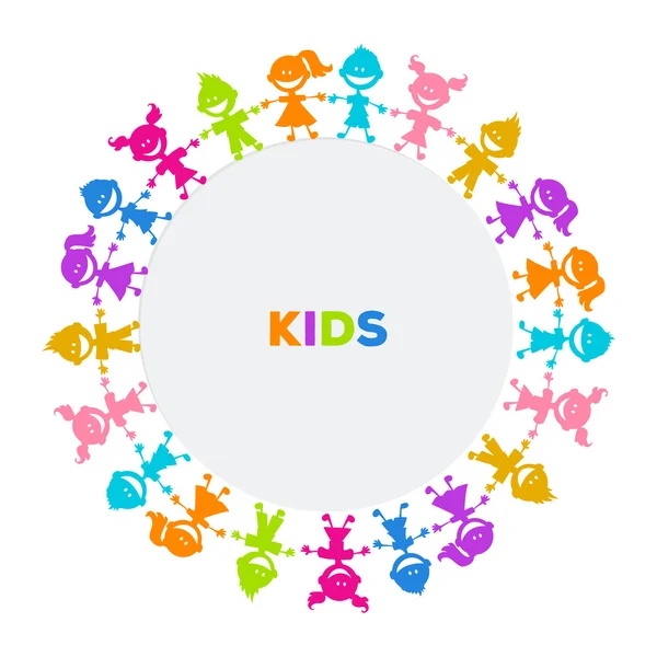 Kleurrijke kinderen vrienden afbeelding — Stockvector