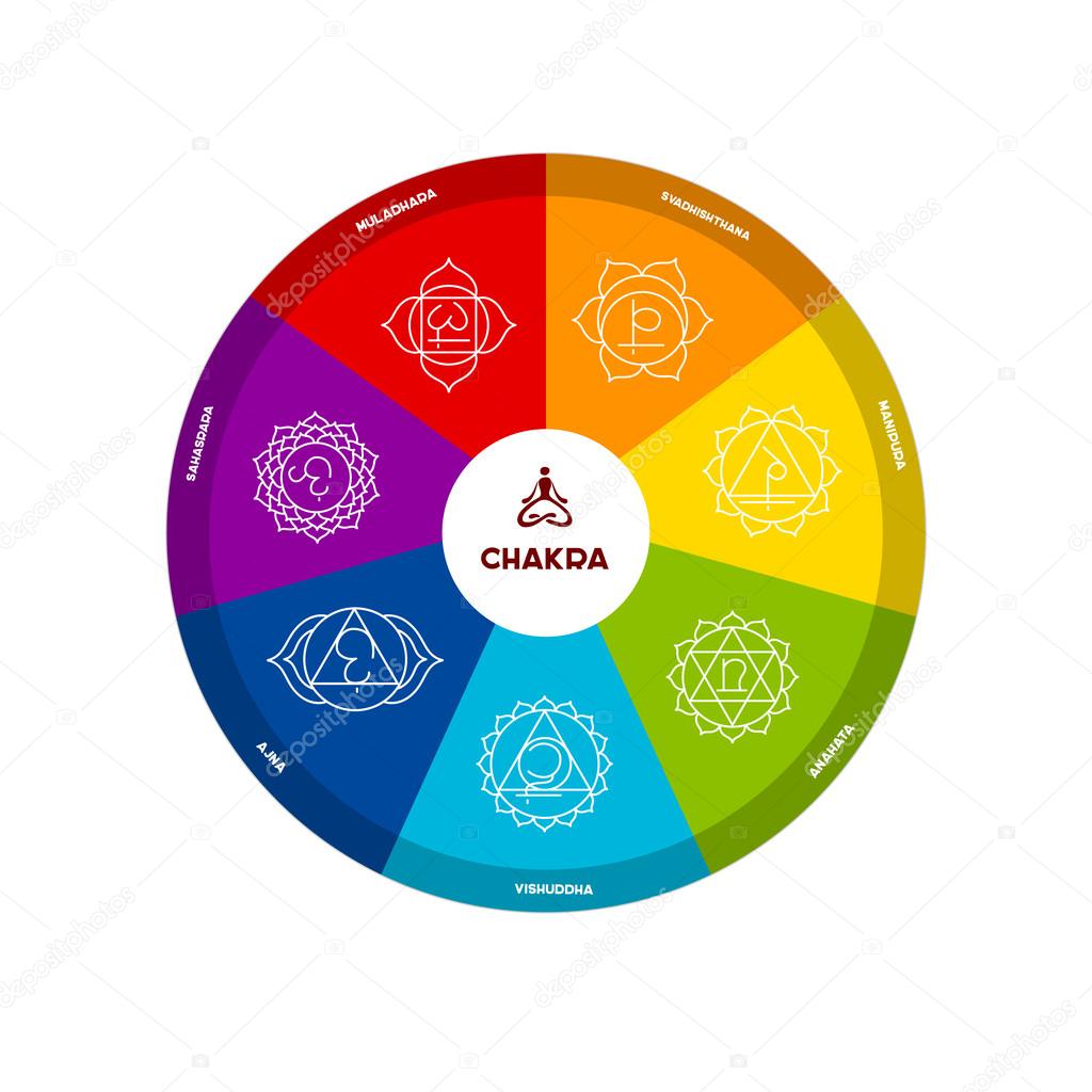 Vector illustration of Color chakra scheme on white background