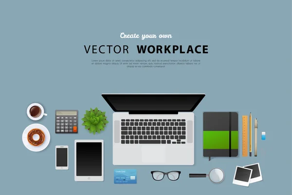 Workplace with isolated objects — Stock Vector