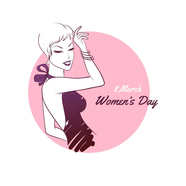 Glada kvinnor dagen rosa bakgrund — Stock vektor