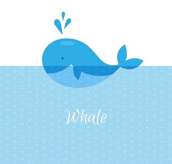 Balena azzurra con mare — Vettoriale Stock