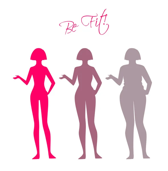 Soyez en forme, les images de silhouette femme — Image vectorielle