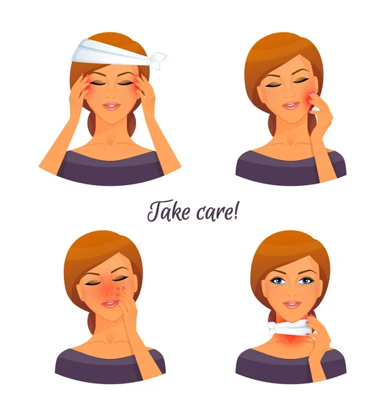 Sick woman character image — Stock Vector