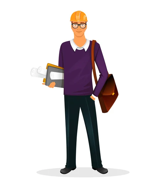 Arquitecto hombre personaje imagen — Vector de stock