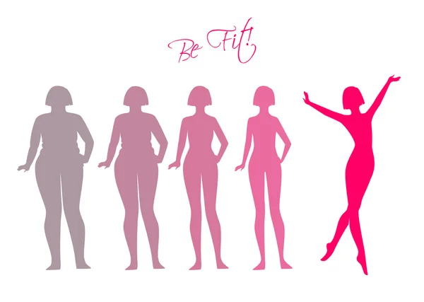 Soyez en forme, les images de silhouette femme — Image vectorielle