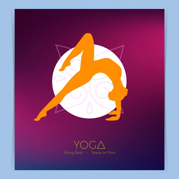 Mujer haciendo asanas de yoga, volantes — Vector de stock