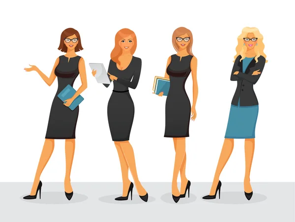 Mujer de negocios en varias poses — Vector de stock