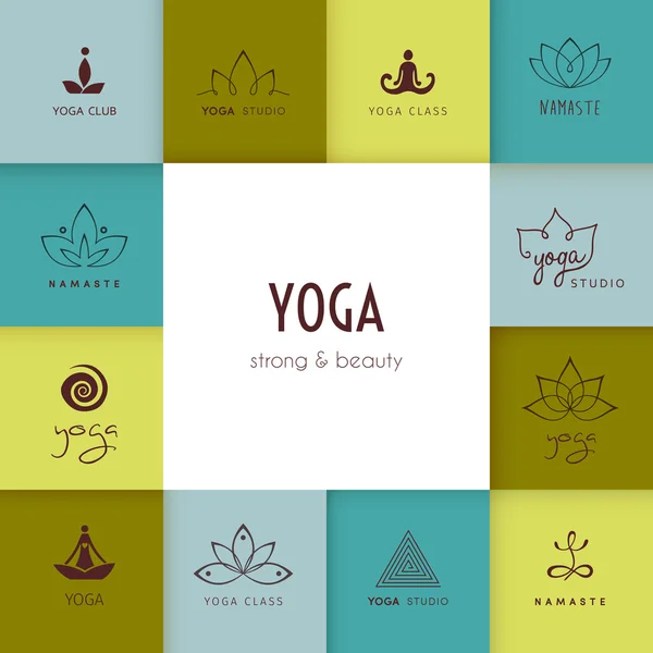 Set of logos for a yoga studio — Stock Vector