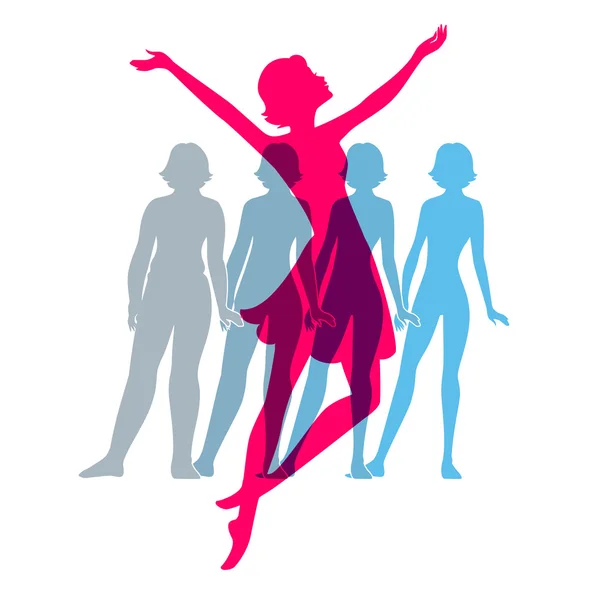 Soyez en forme, les images de silhouette femme — Image vectorielle