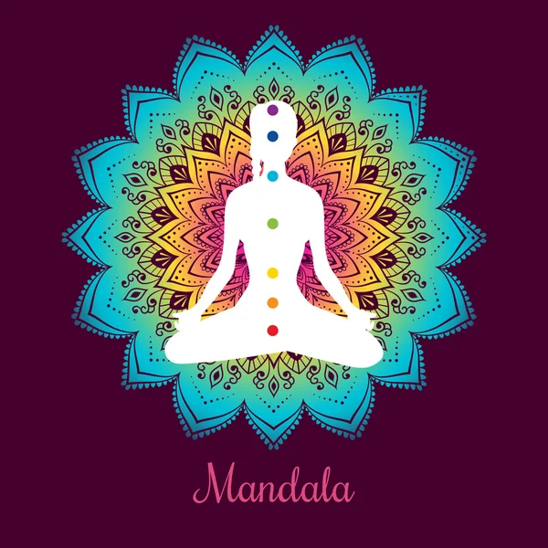 Chakras de color con mujer — Vector de stock