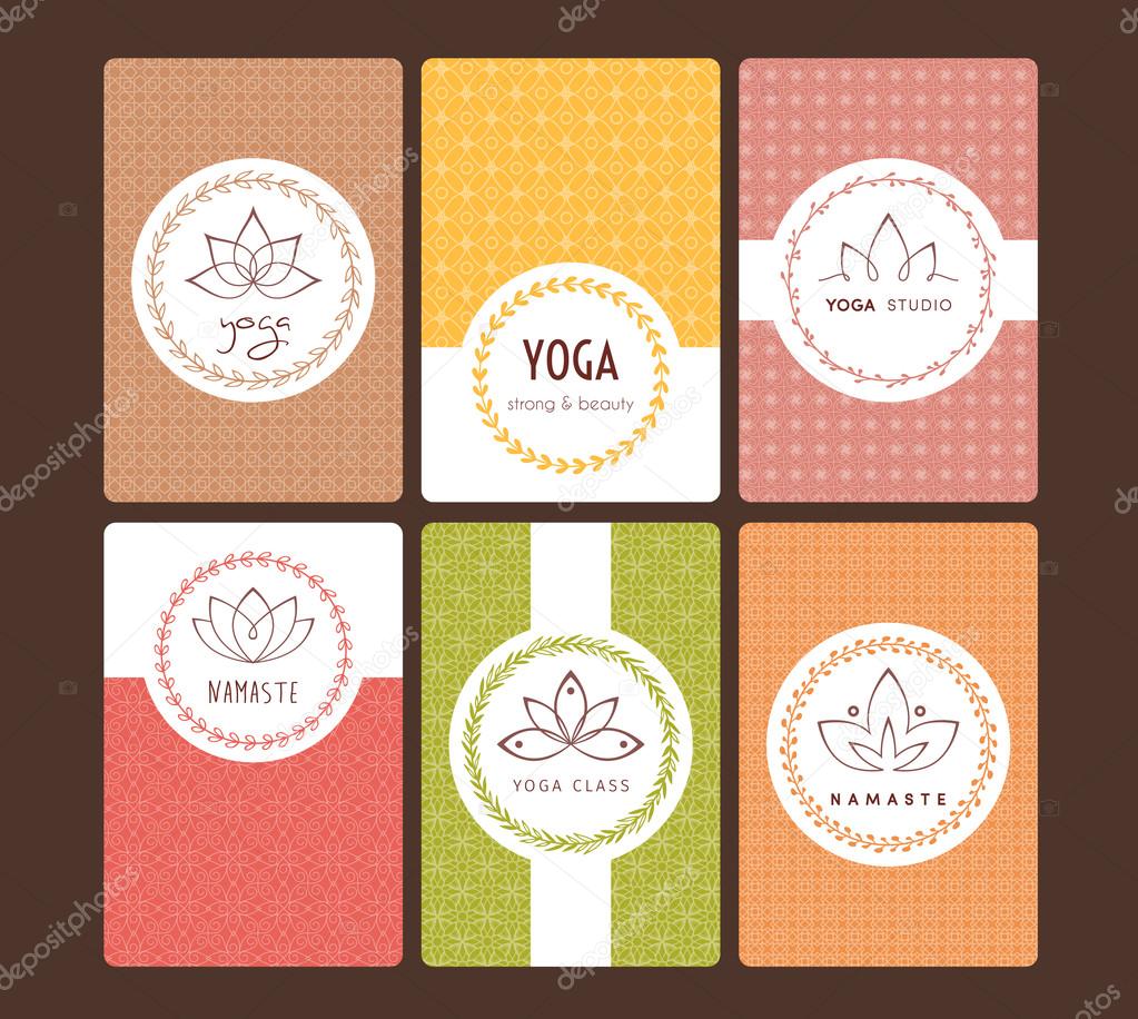 Set of logos and patterns for a yoga studio