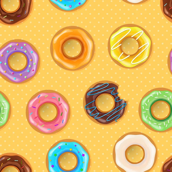 Colorful donuts seamless pattern — Stock Vector