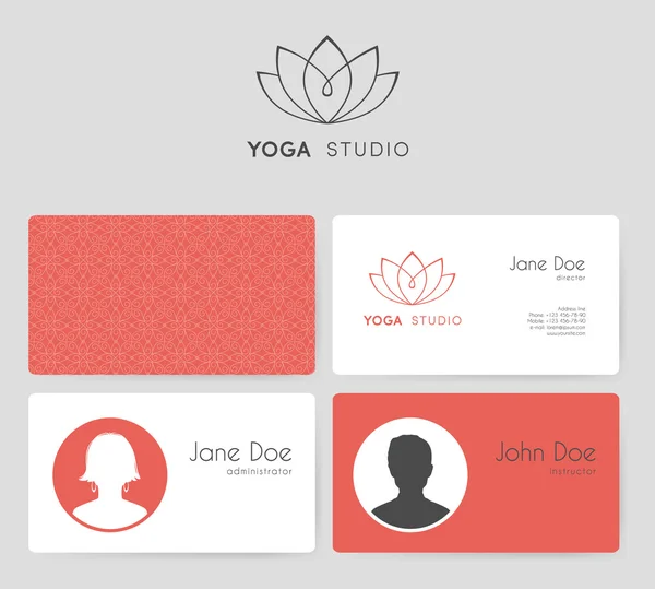 Logo e biglietti da visita per lo studio yoga — Vettoriale Stock
