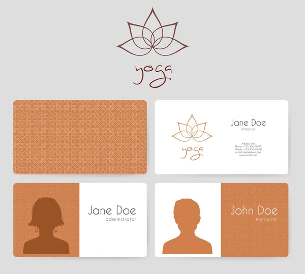 Logo y tarjetas de visita para estudio de yoga — Archivo Imágenes Vectoriales