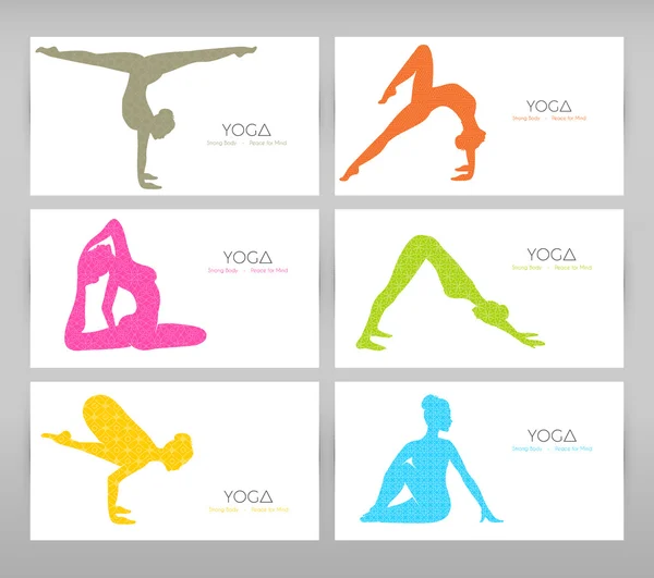 Vrouwen doen yoga asana 's — Stockvector