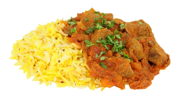 Kuzu Rogan Josh köri pirinç — Stok fotoğraf