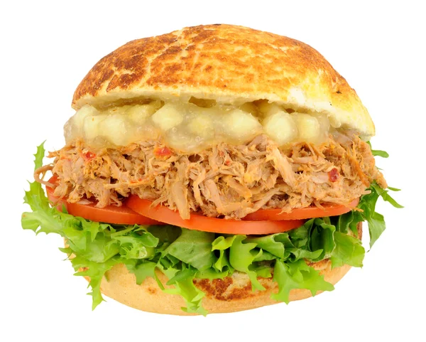 Pulled Pork And Apple Sauce Sandwich Roll — Stock Photo, Image