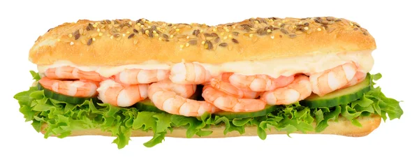 Garnalen en salade Sandwich Sub Roll — Stockfoto