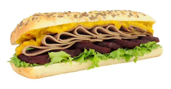 Rosbief en rode biet Sandwich Sub Roll — Stockfoto