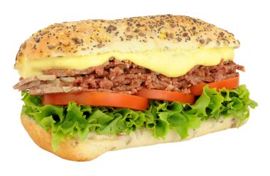 Sığır konservesi ve salata sandviç rulo