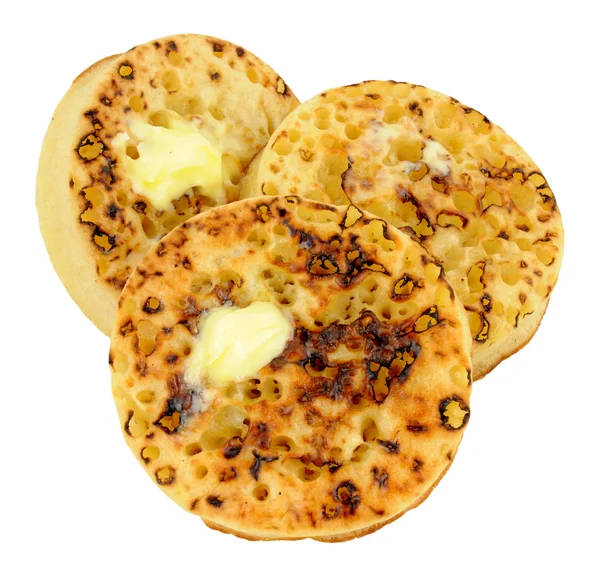 Crumpet con burro fuso — Foto Stock