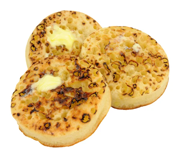 Crumpet con burro fuso — Foto Stock