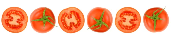 Fila de tomates frescos cortados — Fotografia de Stock