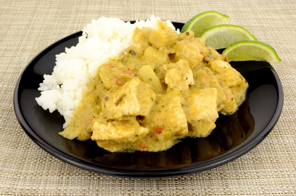 Green Thai Chicken Curry And Rice — Stock Photo, Image