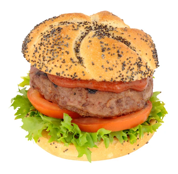 Burger wołowy z sałatką w materiał siewny objęty Roll — Zdjęcie stockowe