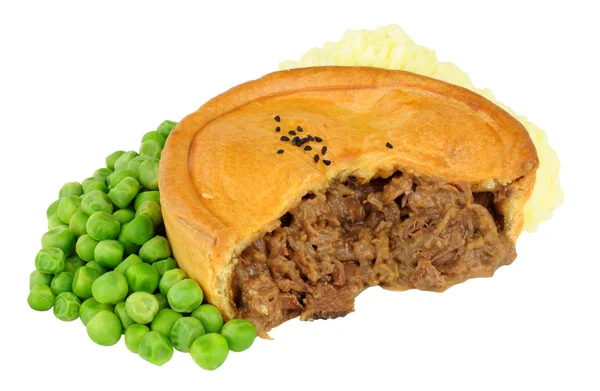 Rundvlees Pie met geprakte aardappel en erwten — Stockfoto