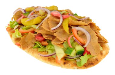 Shawarma kebap et ve salata Naan ekmek üzerinde