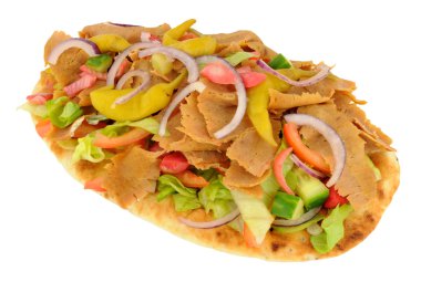 Shawarma kebap et ve salata Naan ekmek üzerinde