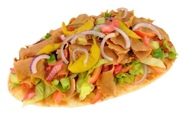 Shawarma Kebab Carne e salada em pão Naan — Fotografia de Stock