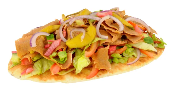 Shawarma Kebab carne e insalata sul pane Naan — Foto Stock