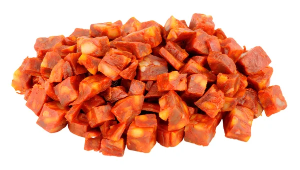 Haufen gehackter Chorizo-Salami — Stockfoto