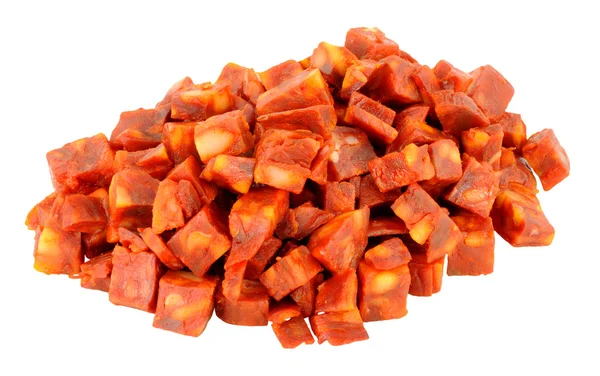 Pile Of Chopped Chorizo Salami — Stock Photo, Image