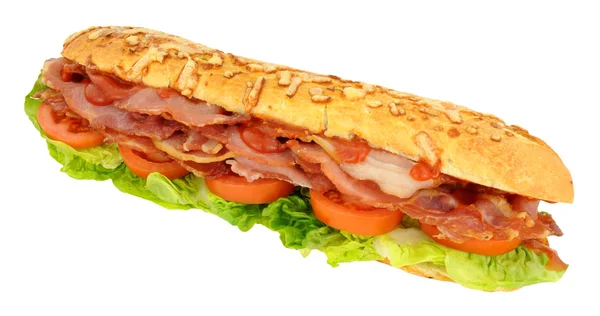 Velké slaninou a rajčaty Sandwich — Stock fotografie