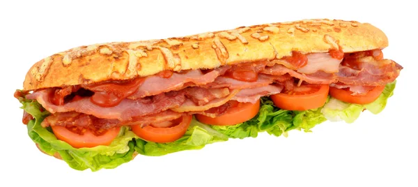 Büyük domuz pastırması ve domates sandviç — Stok fotoğraf