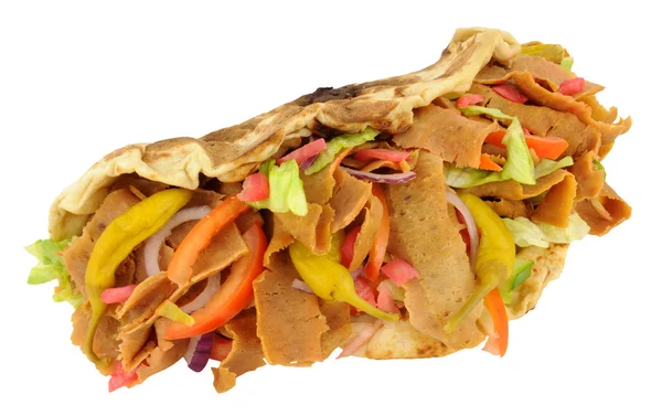 Emportez la viande Kebab et la salade dans un pain Naan — Photo