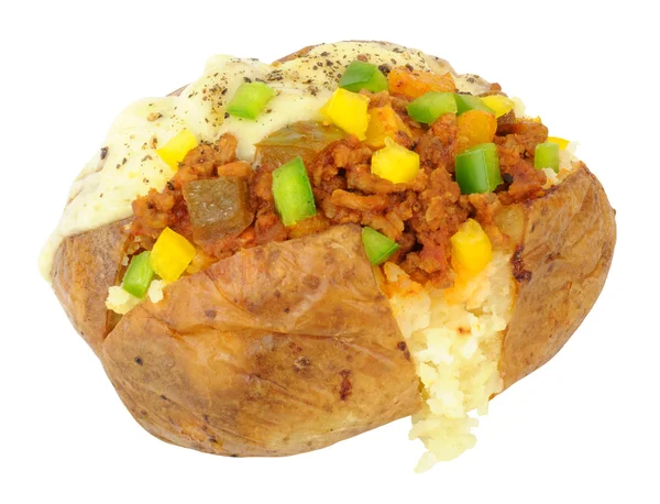 Minced Beef And Sweet Pepper Filled Baked Potato — Stock Photo, Image