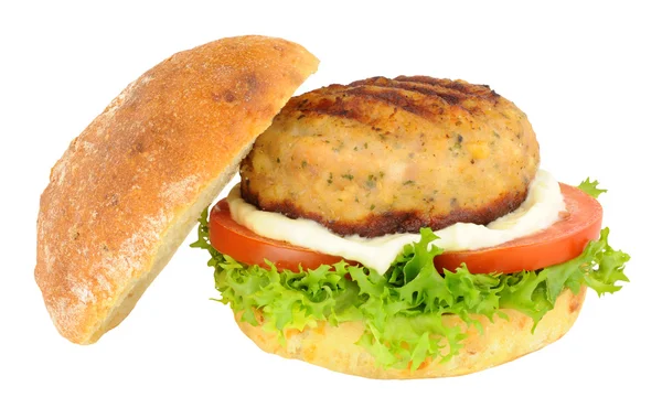 Kip hamburger met sla en tomaat — Stockfoto