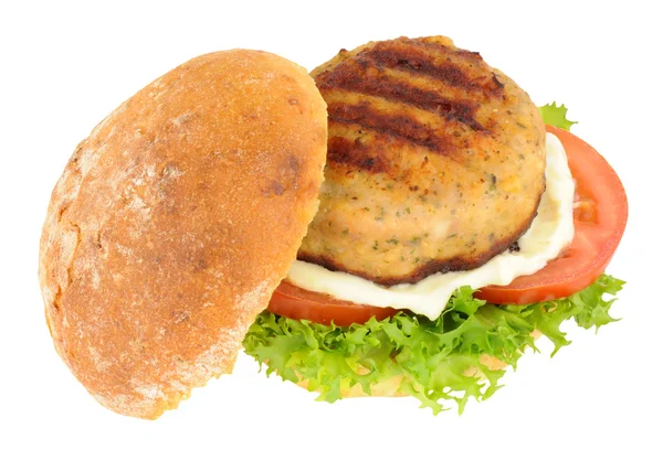 Hambúrguer de frango com alface e tomate — Fotografia de Stock