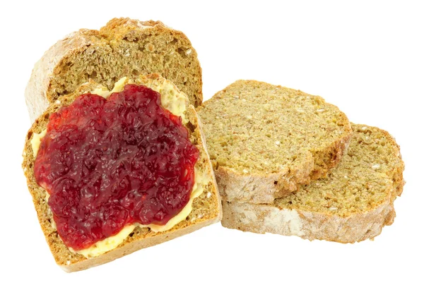 Chleba s máslem a džemem — Stock fotografie